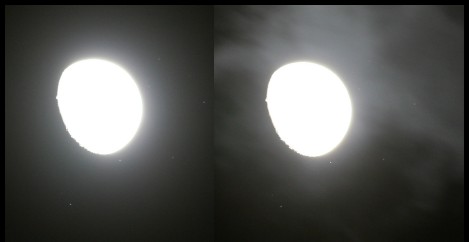 Stereobild M45 und Mond